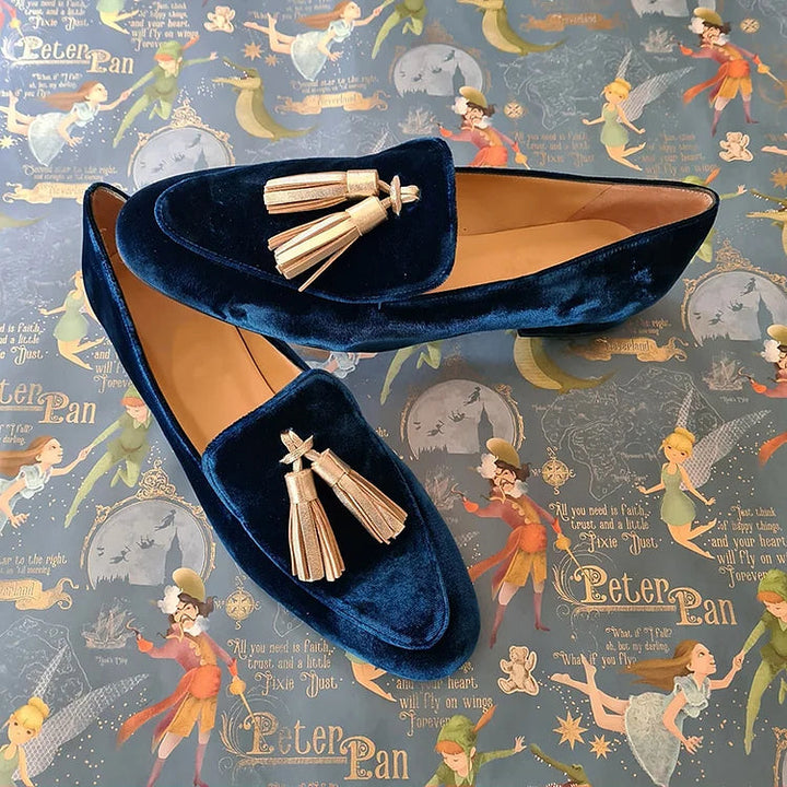 Hannah | Midnight Elegance Loafers with Champagne Tassels
