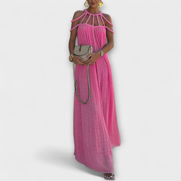 Briar - Chic Maxi Dress Made from Linen Blend with Draped Straps