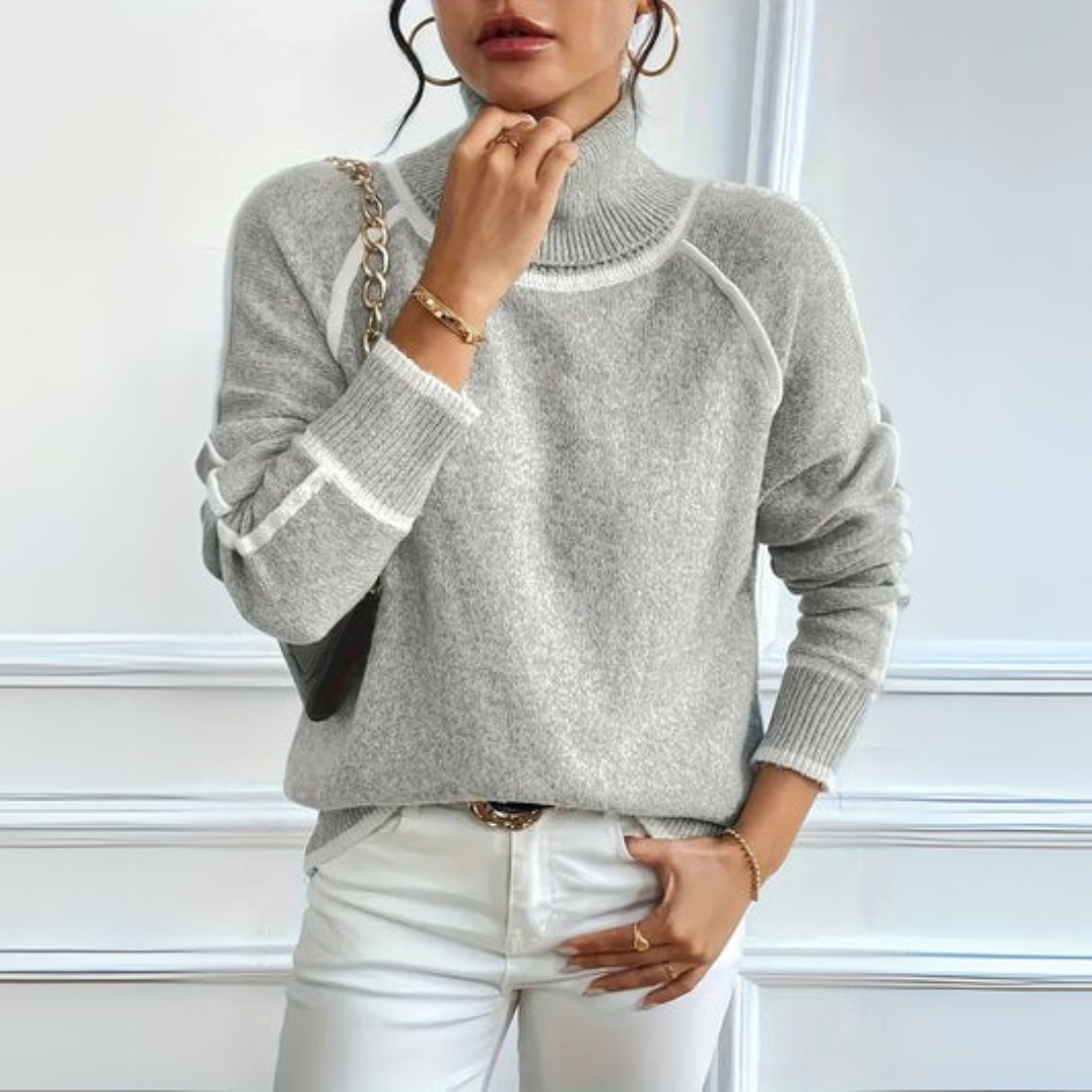 Aurora - Elegant High Collar Sweater for a Stylish Look