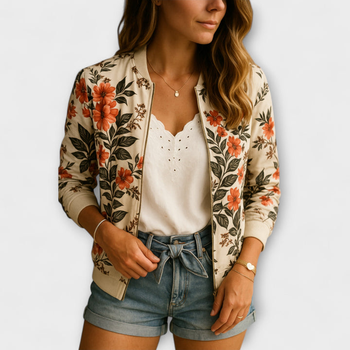 Kaelin - Elegant Floral Bomber Jacket