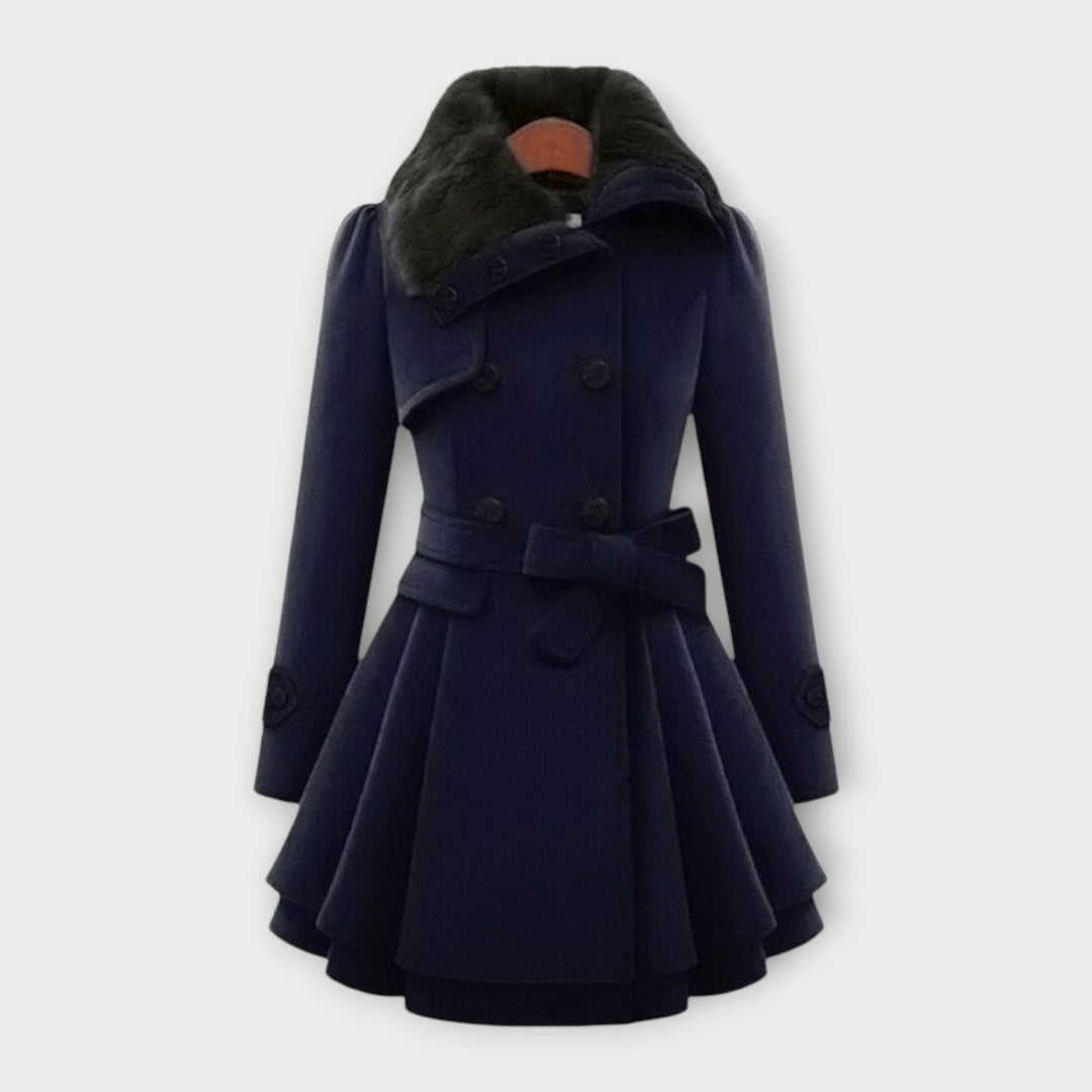 Elivara | Elegant Coat with Fur Collar