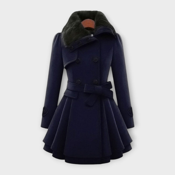 Elivara | Elegant Coat with Fur Collar