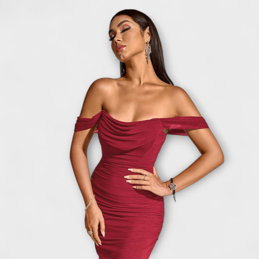 Ione - Off-Shoulder Ruched Bodycon Dress